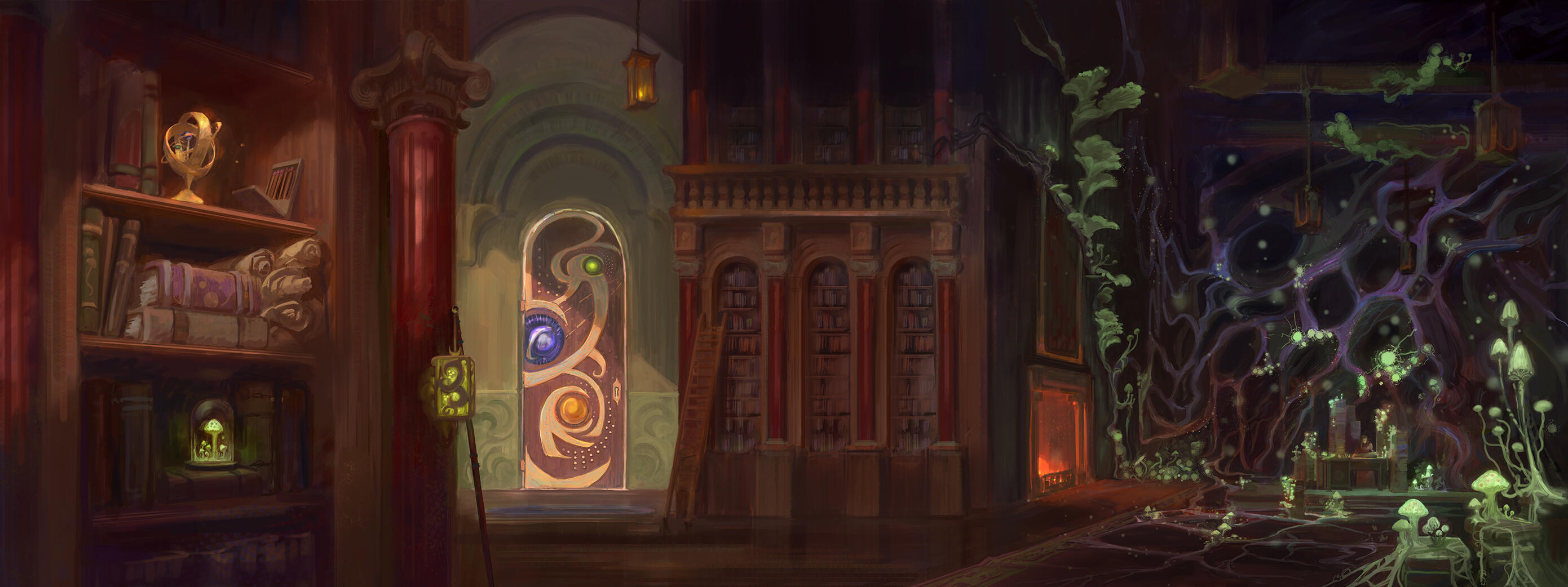 Continuous Endpaper Illustration for The Book of Spores Anthology